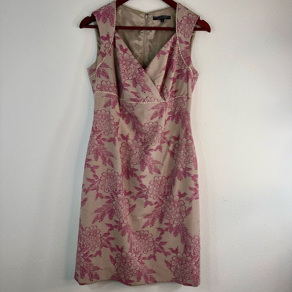 Vintage Isabella DeMarco Tahari Levine Pink Floral Cocktail Dress Empire Waist